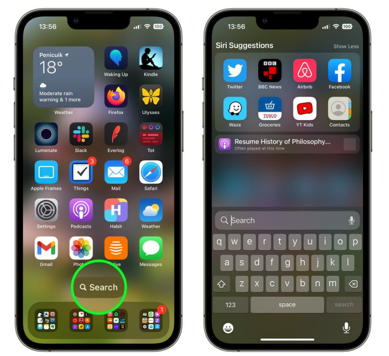 梅列苹果手机维修分享升级到 iOS 16 后，如何删除主屏幕上的搜索按钮 