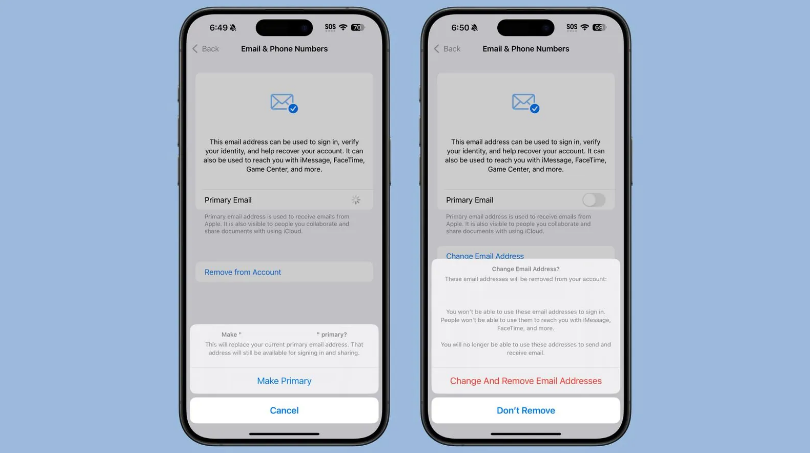 梅列苹果手机维修分享苹果 iOS 18.1 支持设置“主要”邮箱地址并更改 iCloud 邮箱 