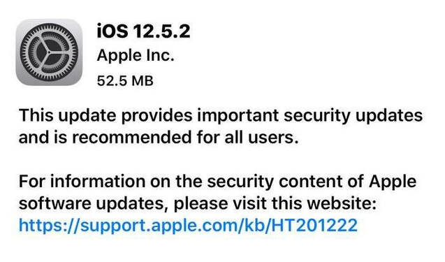 梅列苹果手机维修分享iOS12.5.2发布，建议所有老苹果用户安装 